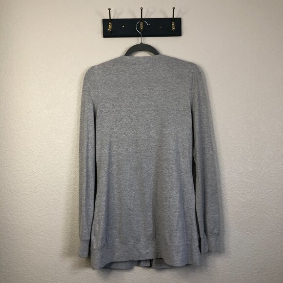 BKE Red Long Sleeve Gray Sparkle Button-Front Cardigan Women's M Pocket Stretch - Picture 11 of 11